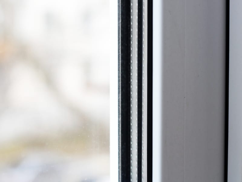 Sealed air gap visible in modern frame after installing double glazed windows.