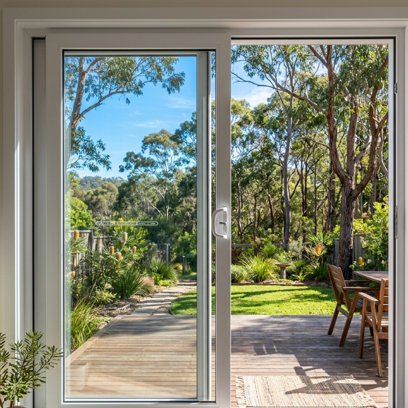 uPVC double-glazed sliding door keeps NSW living room cool in summer