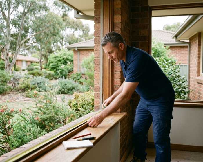 A uPVC Windows Expert installer measuring or fitting a window during a home visit